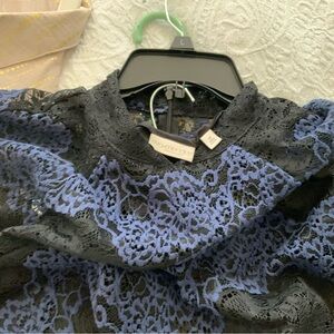 love, Fire Black and Blue Lace Midi Dress